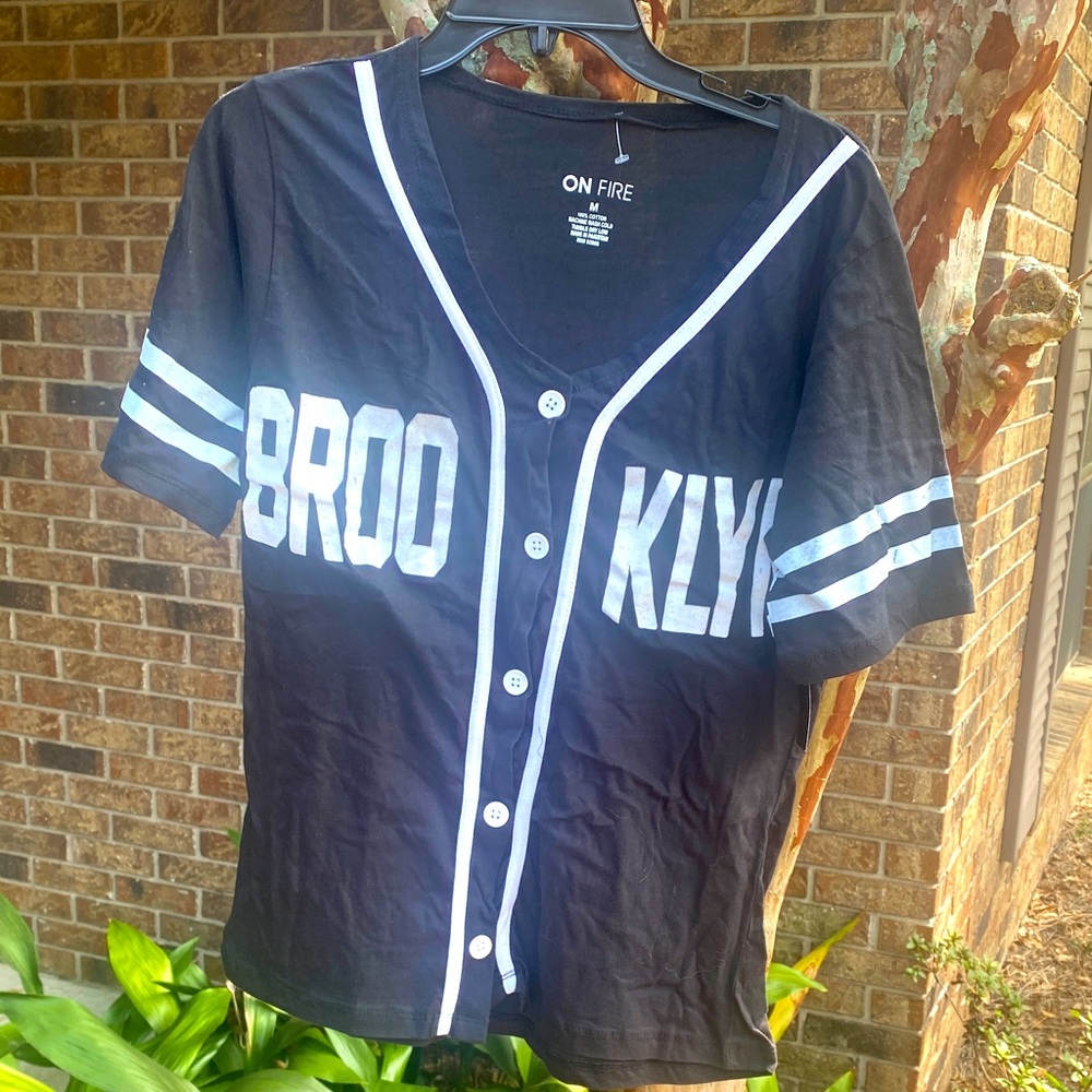 On Fire Black and White Brooklyn Baseball Jersey🥰🥰♥️